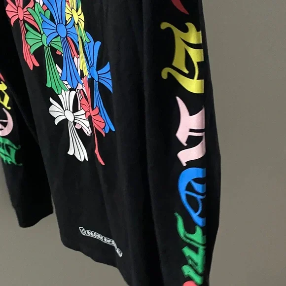 Chrome Hearts Black Sweatshirt with Multicolor Crosses - Picture 3 of 8